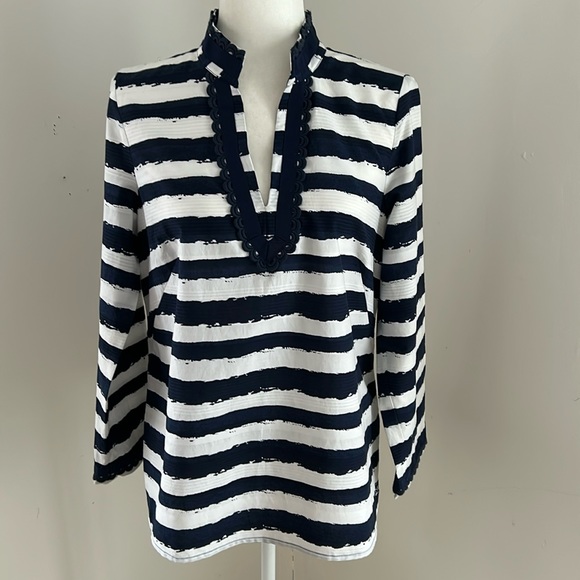 Vineyard Vines Tops - Vineyard Vines Blue/White Cotton/Silk Tunic sz M